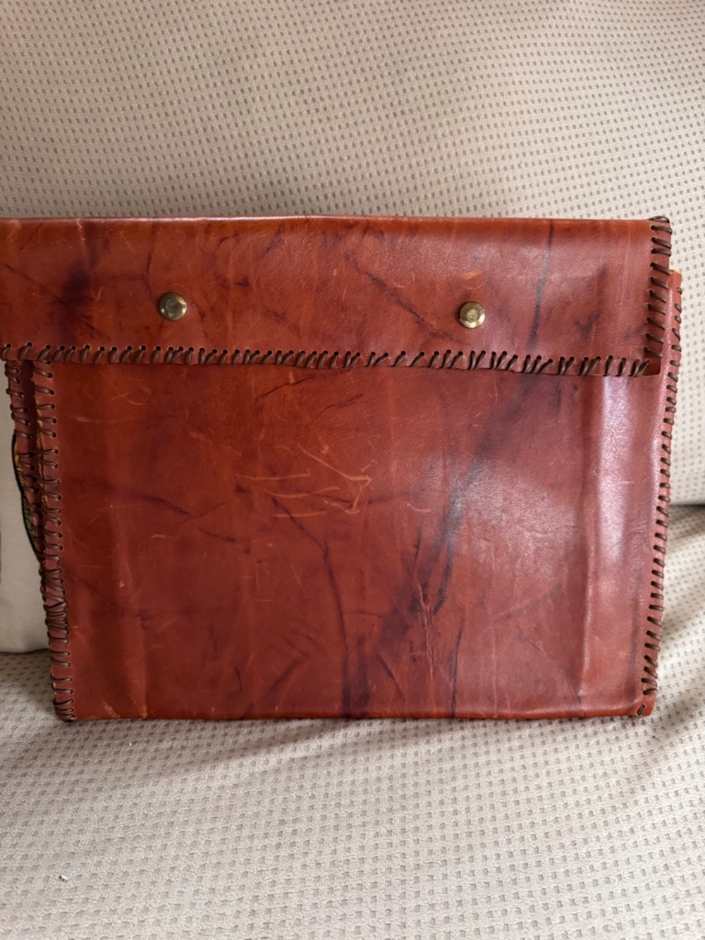 Handmade Brown Leather Portfolio Case / Laptop Sleeve – Snap Closure